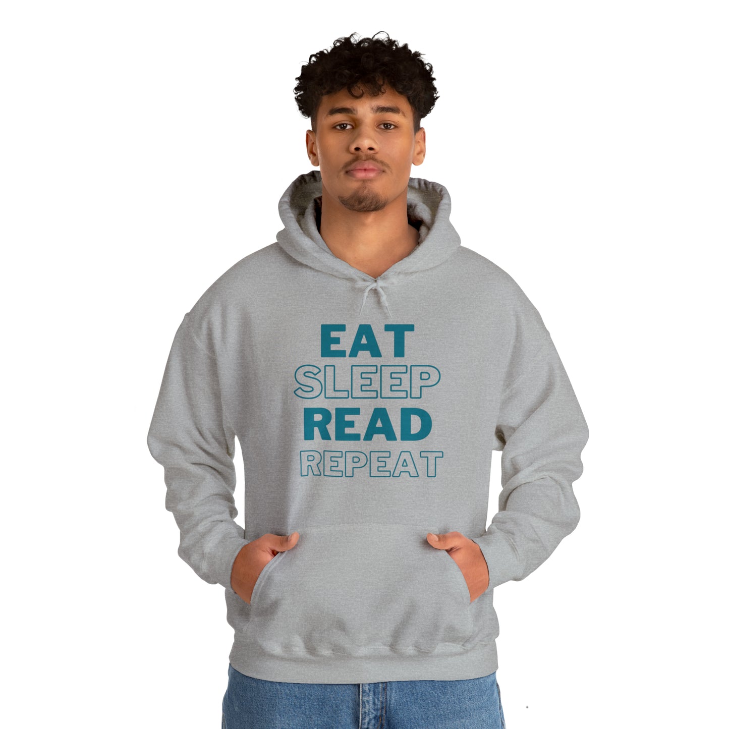 Eat, Sleep, Read, Repeat. Adult Unisex Heavy Blend™ Hooded Sweatshirt